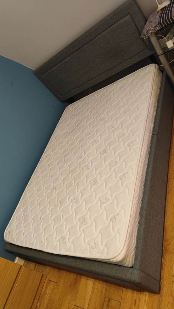 OTTOMAN STORAGE GAS LIFT UP DOUBLE & KING SIZE FABRIC BED MEMORY FOAM MATTRESS