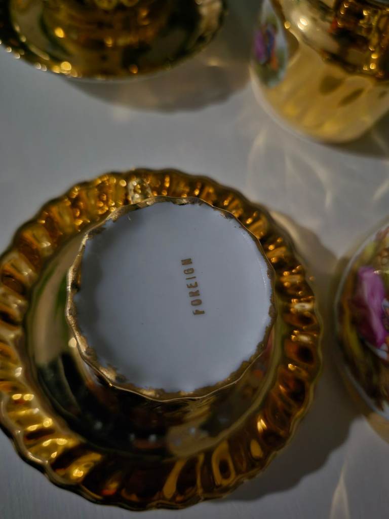 Vintage Gold Coffee/Tea Sets with courting couple fragonard-style – As ...