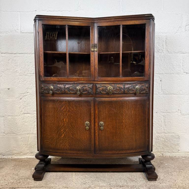 Ercol Oak Glazed Cabinet Vintage 1940s Dresser Display Unit Design 1058