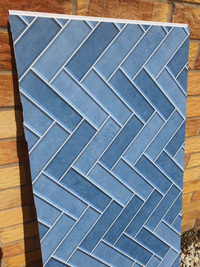 Blue tile Shower panels pvc 2400mm x 1000mm x 10mm