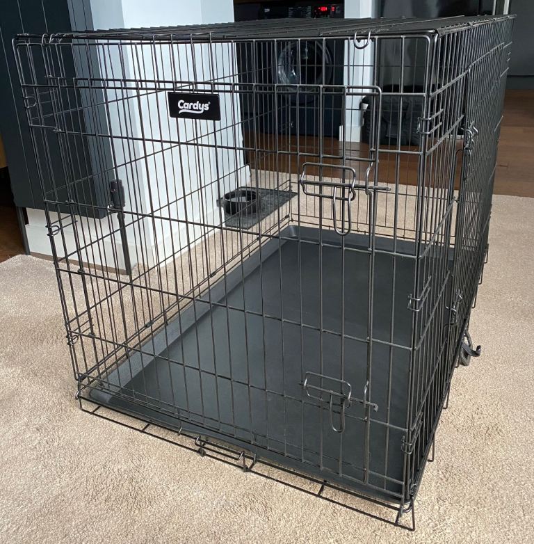 Large collapsing pet pen/crate with removable plastic tray and removable cover. Practically new