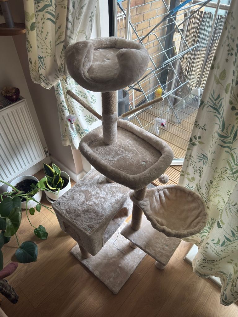 BRAND NEW Multi-Level Cat Tree / Scratching Post with Hammock & Condo - Beige (Never Used!)