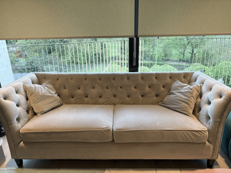 Chesterfield 3-Seater Sofa, Beige Velvet