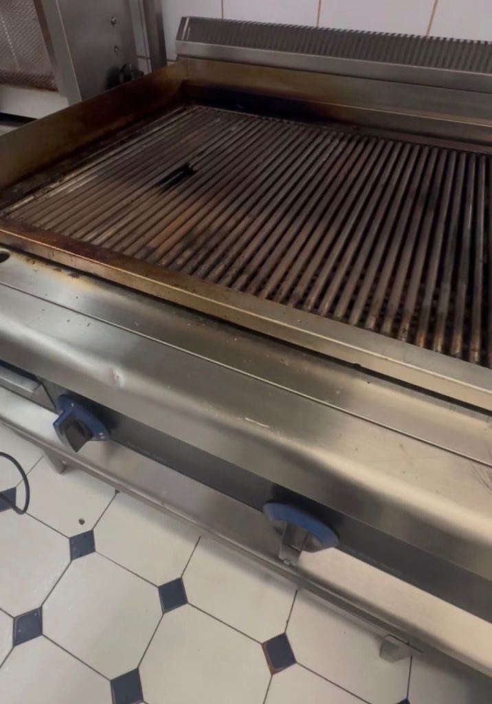 Used Stainless Steel Commercial Gas Griddle - Ribbed Grilling Surface