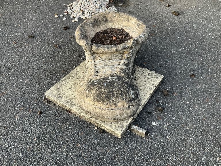 XL Stone Boot Planter - Garden Ornament