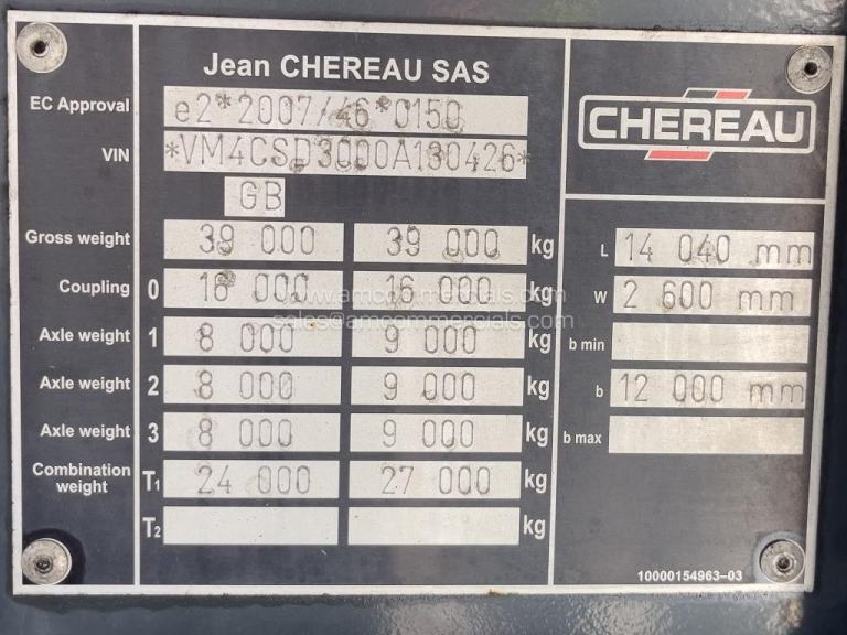 CHEREAU SINGLE TEMP FRIDGE TRAILER 