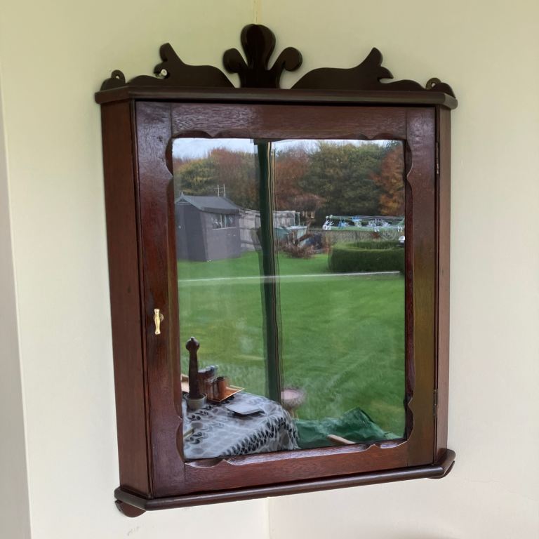 Mahogany wall corner cabinet