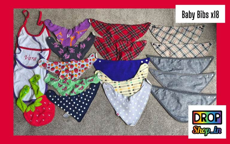 Baby Dripple Bibs Unisex Bundle x18 Newborn Toddler Tartan Burberry Handmade