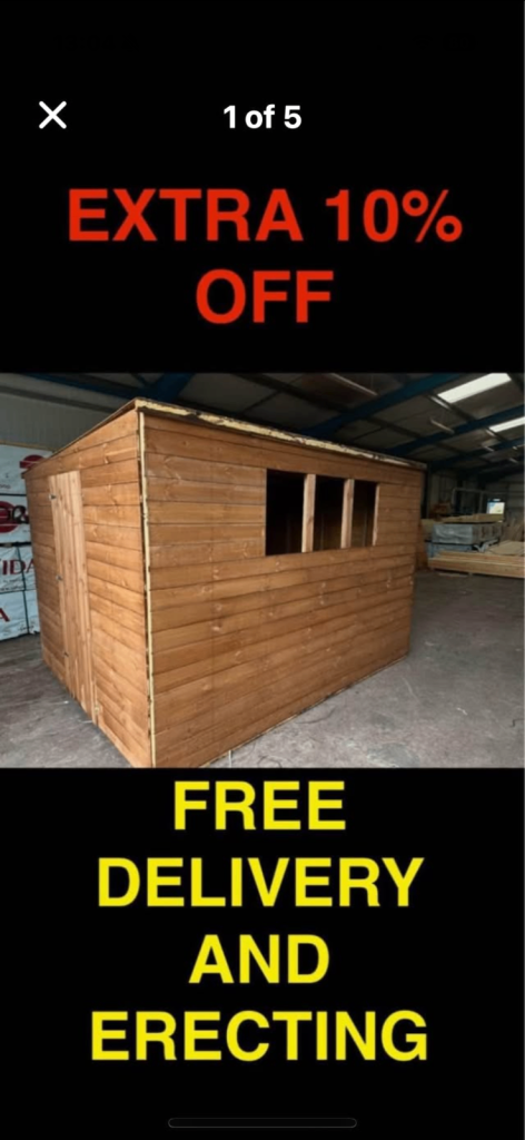 image for EXTRA 10% OFF 10X8 PENT ROOF SHED FREE DELIVERY AND FITTING 