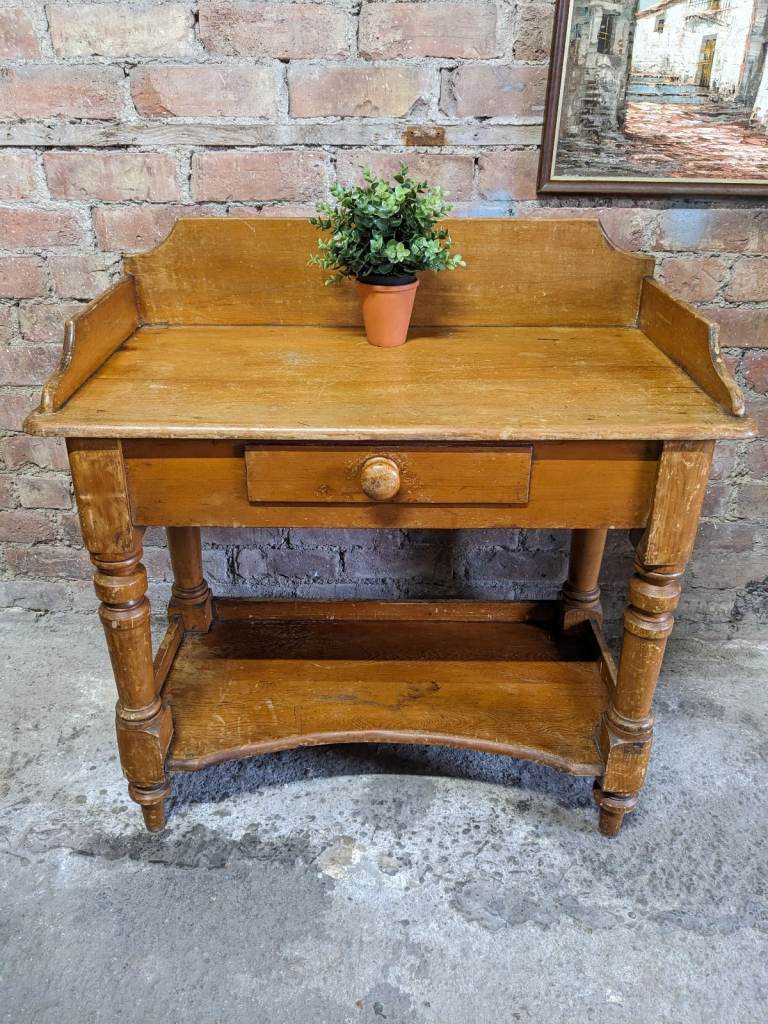 Antique Pine Wash Stand Table 