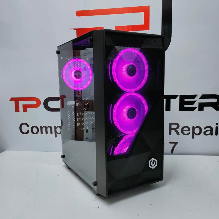 Purple Gaming Media Computer PC Desktop for Beginner | AMD Ryzen | 8GB RAM | 1TB SSD