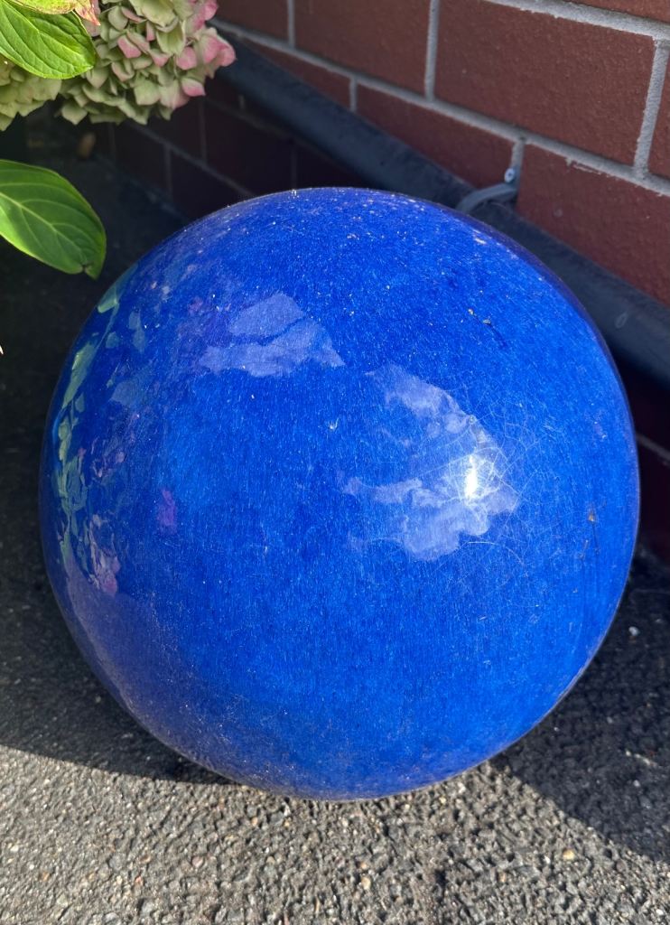 Ceramic sphere deep royal blue glazed garden ornament x 2 (collect off junction 35 on the M1)