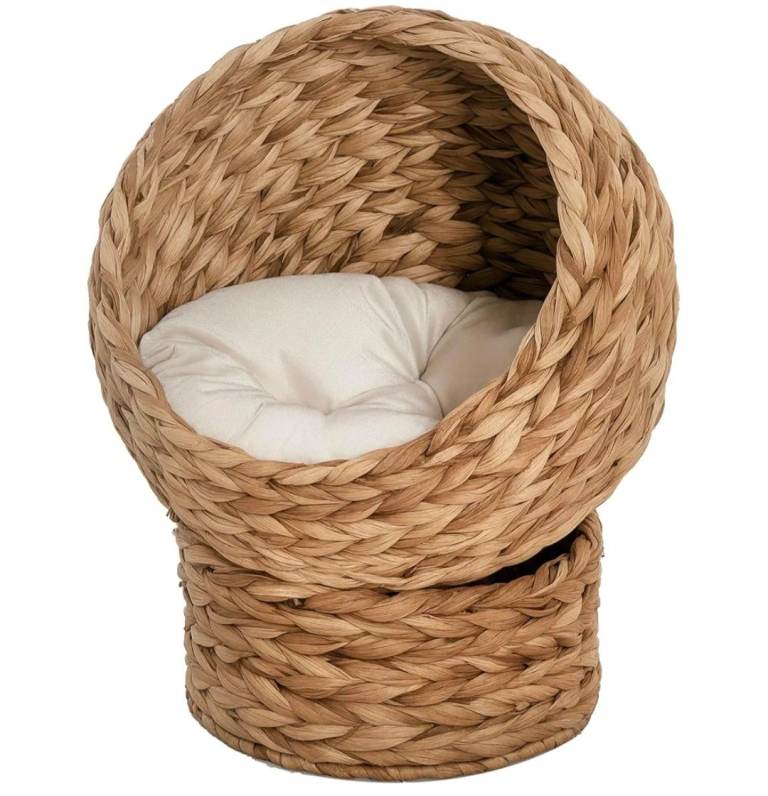 Pawhut woven elevated cat bed
