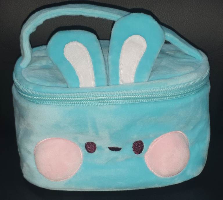 Claire's Accessories Aqua Blue Bunny Plush Makeup Cosmetic Toiletry Bag BNWT