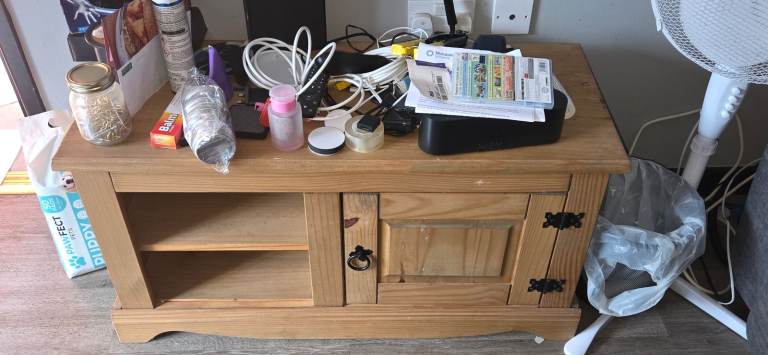 Bare pine TV stand