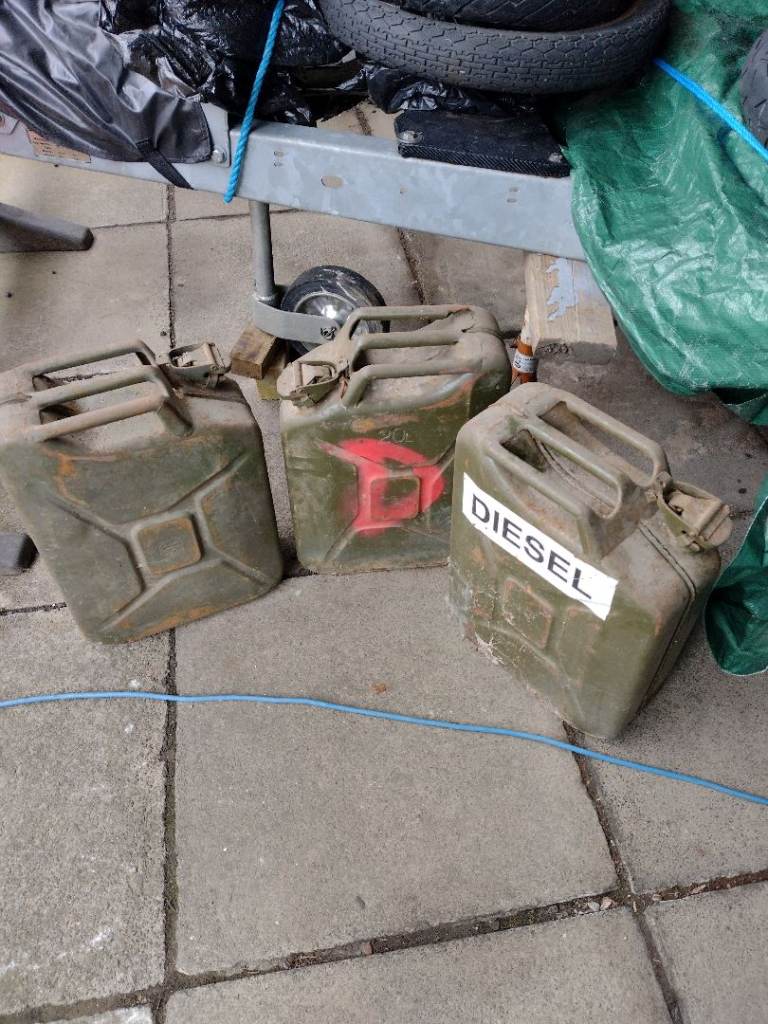 3 x 20 Litre Steel Jerry Cans Petrol Diesel Parrafin etc