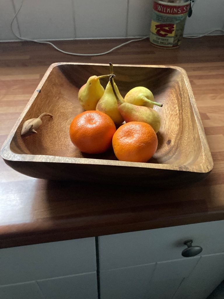 Wooden Fruit Bowl With Mouse Detail