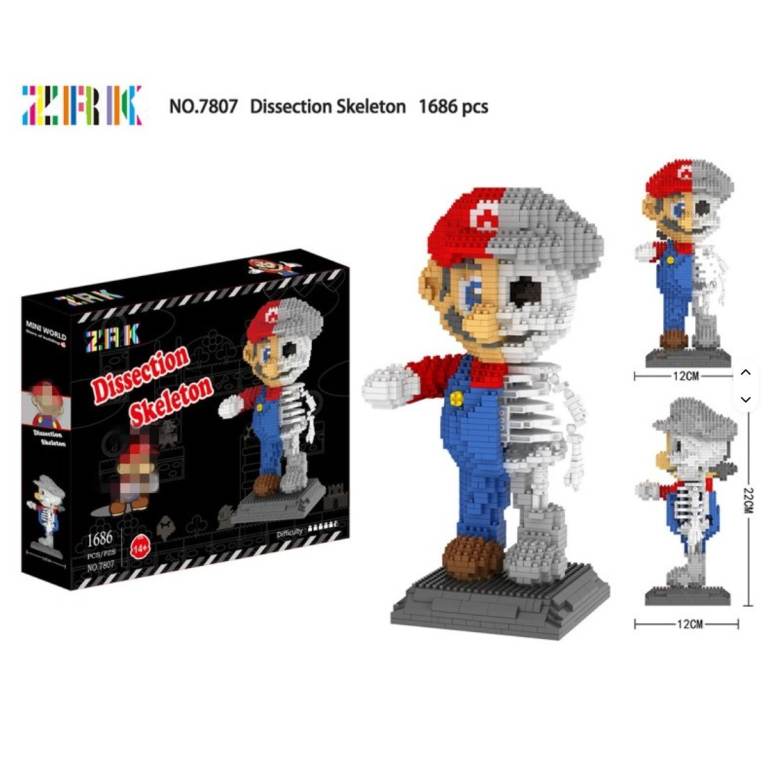 ZRK Mario dissection Skeleton DIY Mini Building Blocks Assembly Anime toy Gift