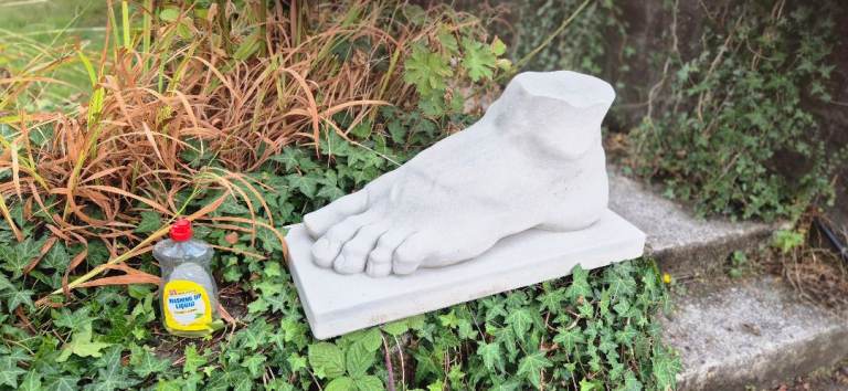 Large Greek/Roman Style Foot Sculpture – 26" Classical Cast Stone Garden Ornament.