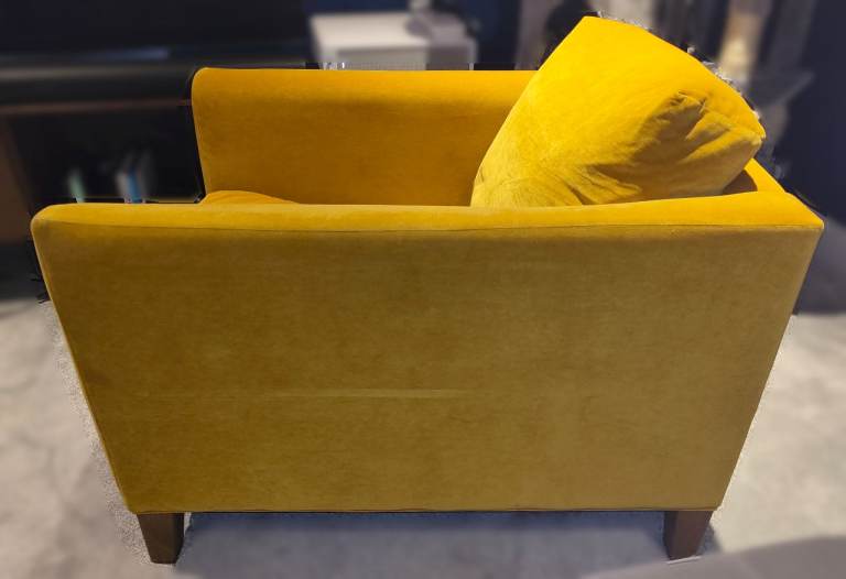 PRICE DROPPED! Two (2) Izzy Small Armchairs with Smart Velvet fabric and English Oak legs