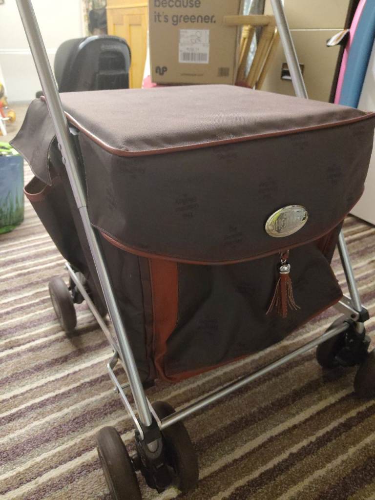 Sholley, sit on shopping trolley