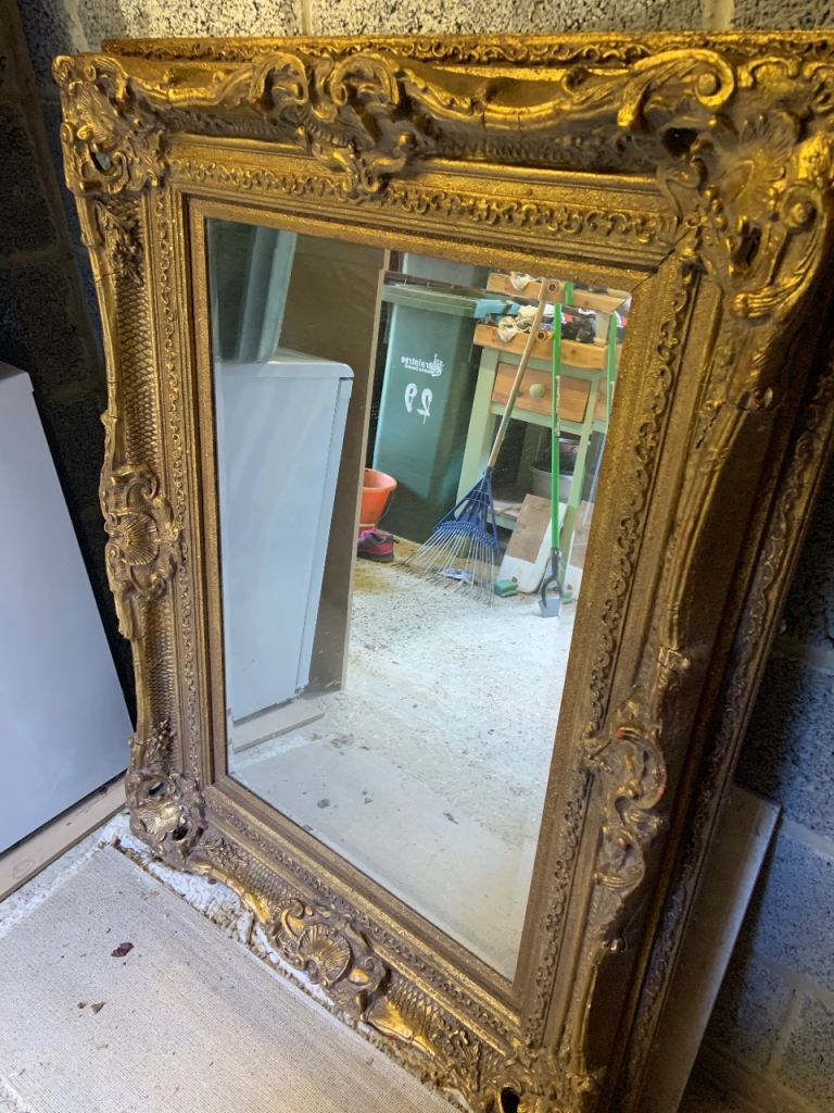 Large heavy antique gilt mirror