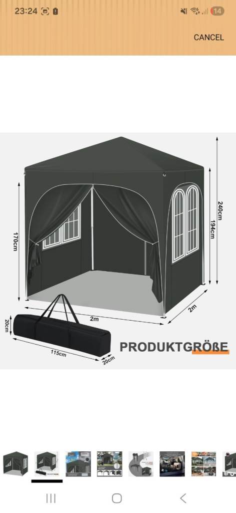 Pop up gazebo with side 2m×2m