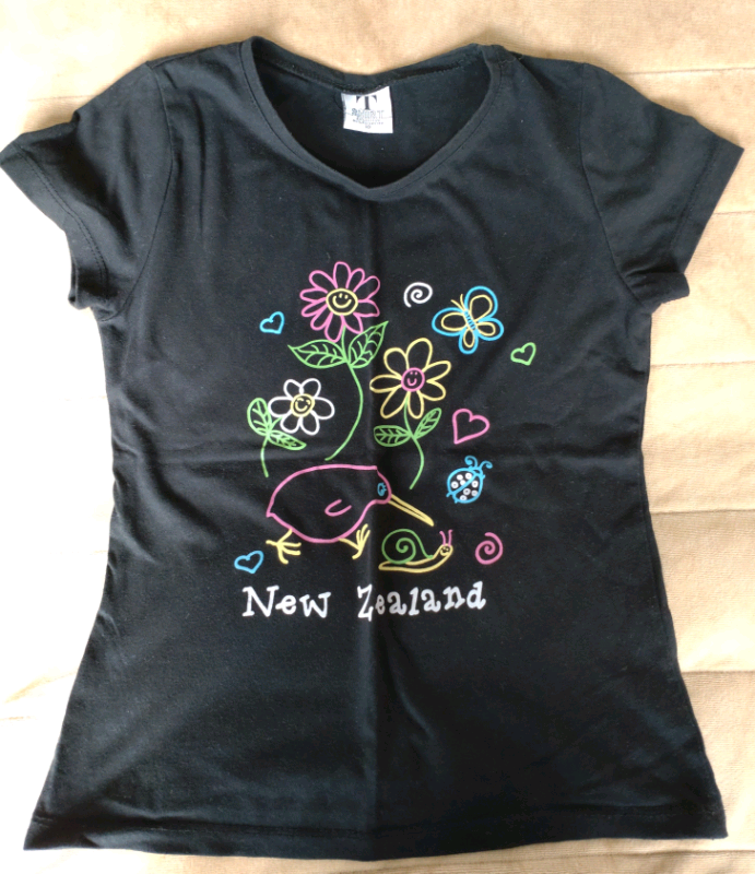 Girls Black New Zealand T-shirt 10 Years