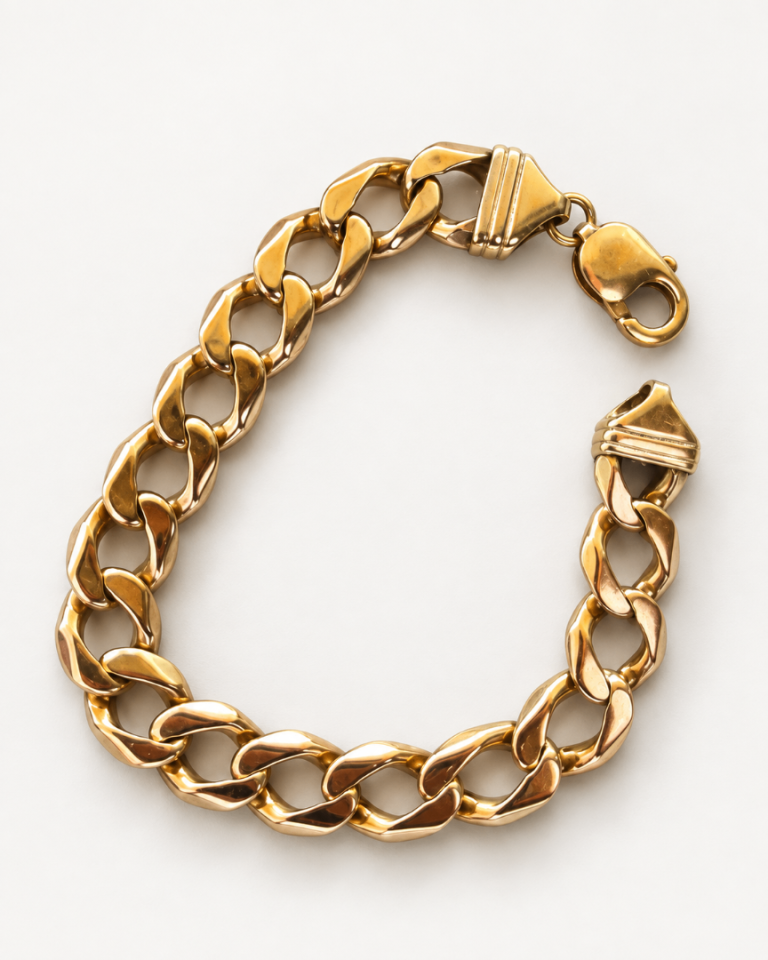 9ct Solid Gold Heavy Curb Bracelet – 47–48g – 9.5” – Hallmarked 375
