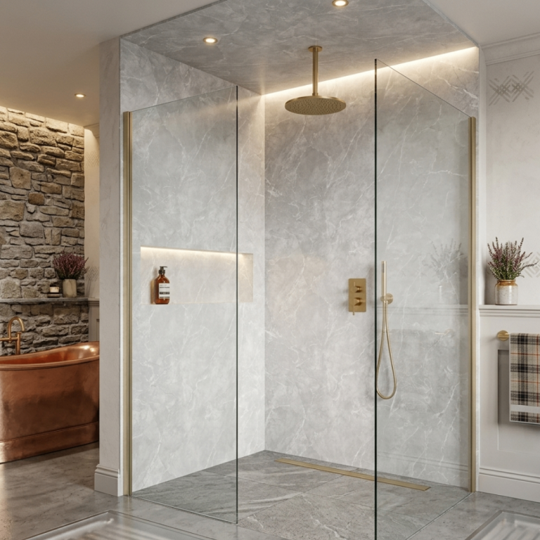 Grey Slate Marble Matte PVC Wet Wall Panels 10mm | Waterproof Bathroom & Shower Wall Boards Glasgow