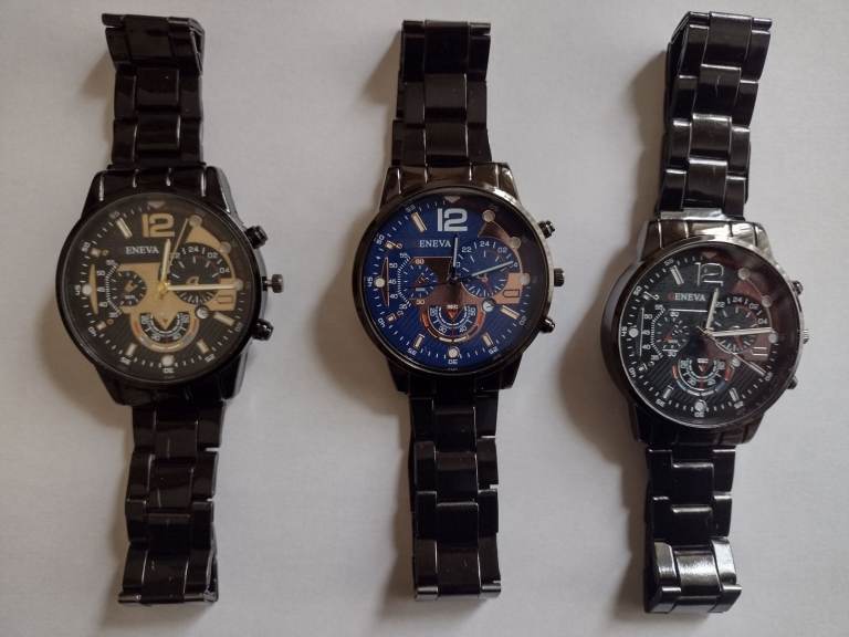 GENTS 'GENEVA' DRESS QUARTZ ANALOGUE WATCHES (CHOICE OF 2)