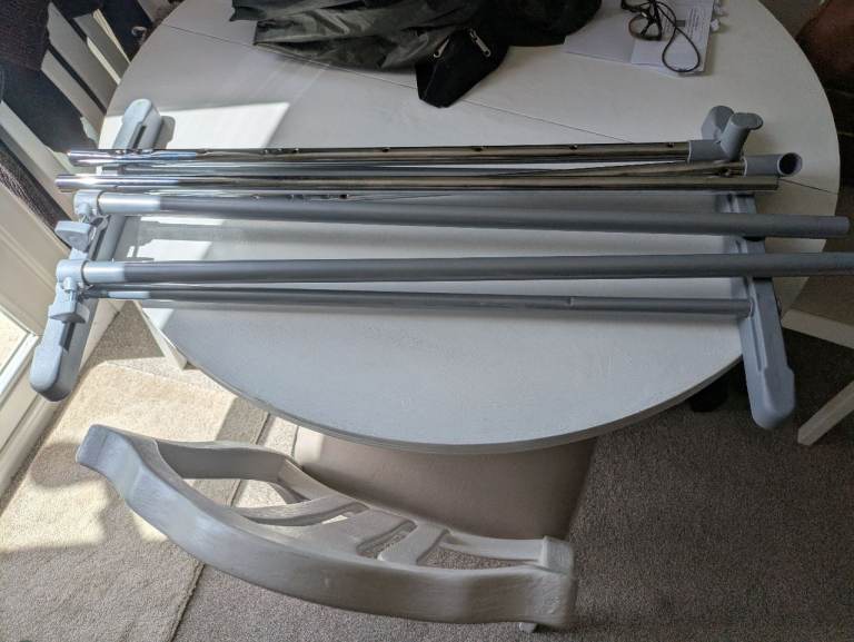 Adjustable Clothes Rail - Grey & Chrome, Good Condition