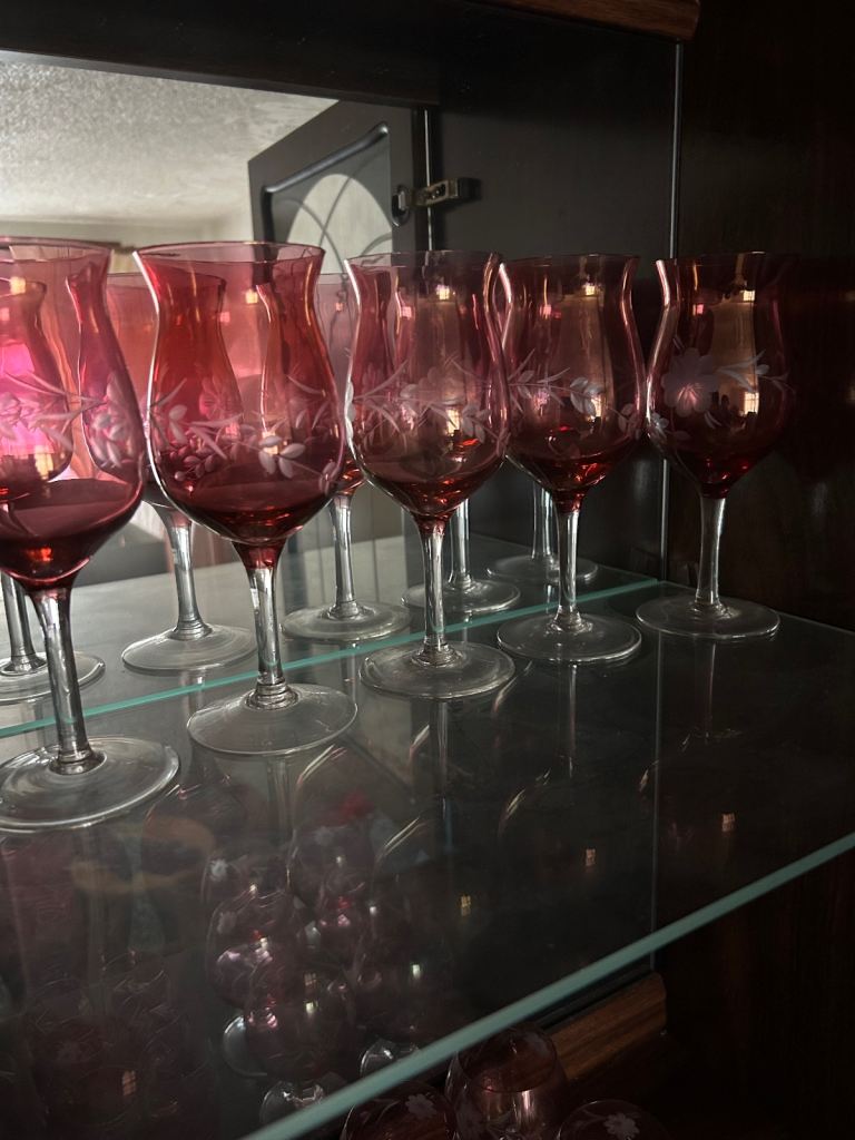 Pink Champagne, Brandy, Wine & Port Crystal Glasses