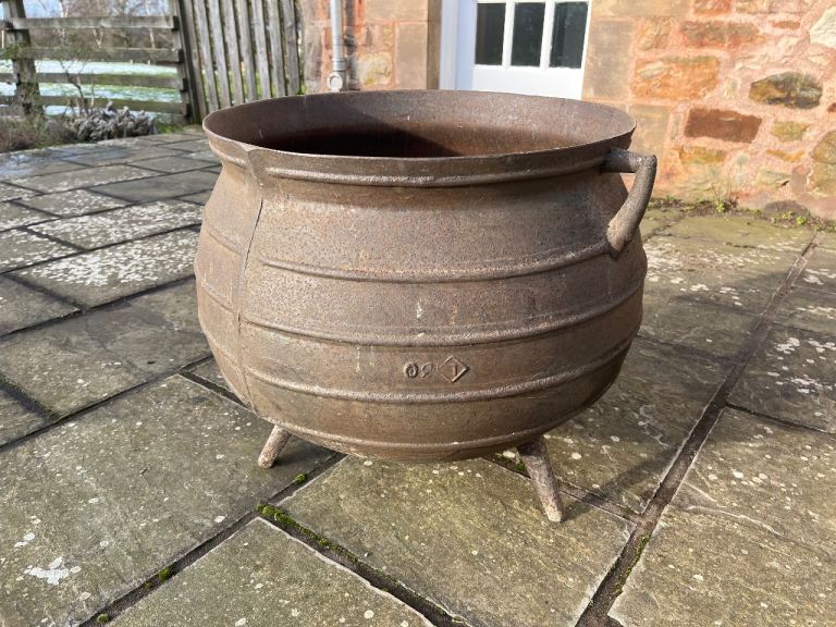 Genuine antique large cast iron cauldron