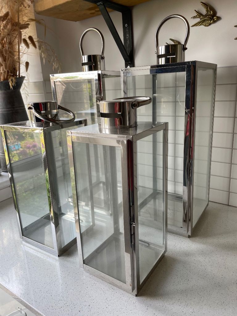4 hurricane lamp lantern candle holders wedding 