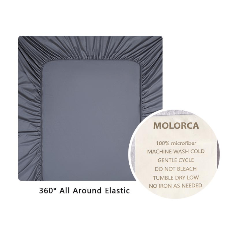 Molorca Single  Bedding  Fitted Sheet Light Grey