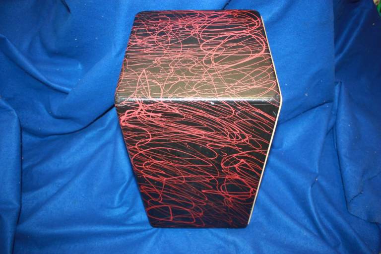 RJM Custom Cajon ~ Red Splatter Bespoke Finish ~ Made In England ~ 23in x 12in x 12in ~ £95 ono
