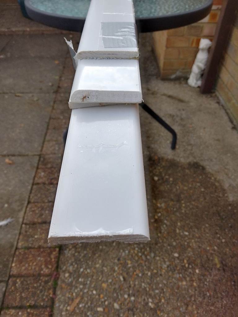 UPVC Plastic Trim as new, 45mm x 3 lengths. 1.6M, 2.4M & 2.45M 