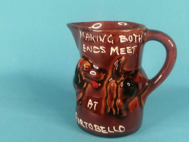 Vintage 60s Kitsch Funny Dachshund Milk Jug.Sausage Dog Design, Brown Treacle Glaze Creamer.