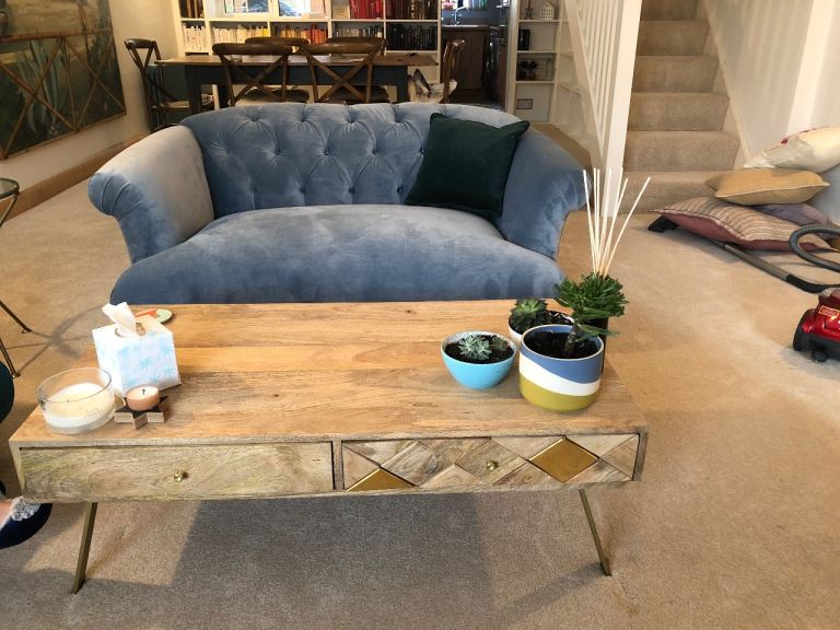 Loaf Pale Blue Velvet Small Dixie Sofa OFFERS WELCOME