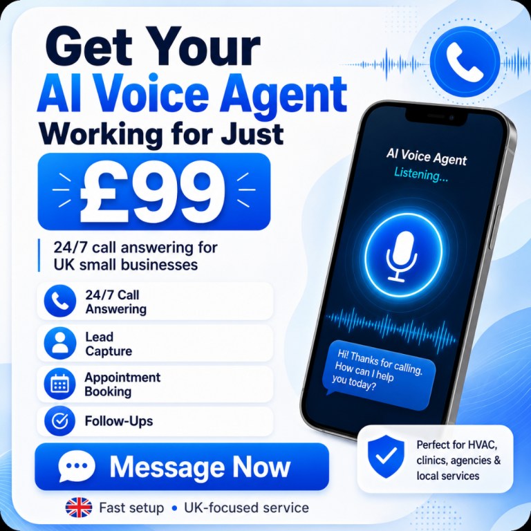 AI Voice Agent for Your Business from £99 | 24/7 Call Answering & Lead Capture
