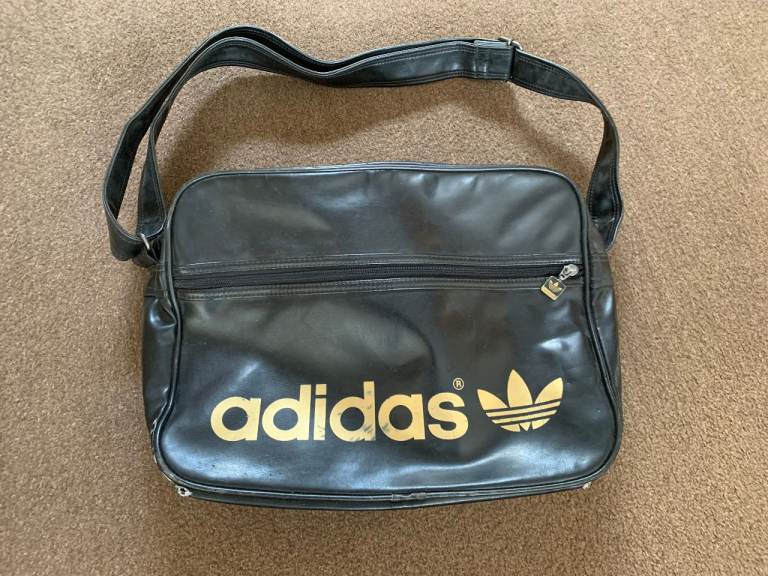 Adidas Black Shoulder Bag with Gold Logo – Fair Condition