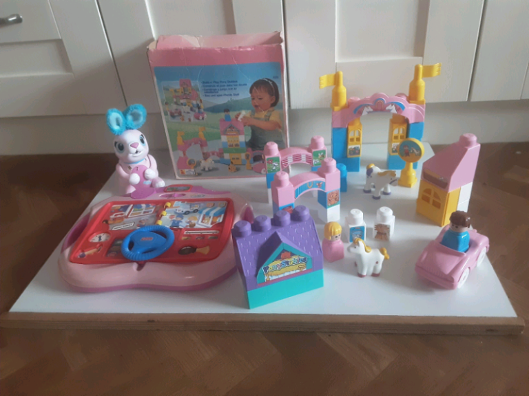 Toddlers  Fisher price laptop ,ELC  rabbit & megga bloks  pony stables