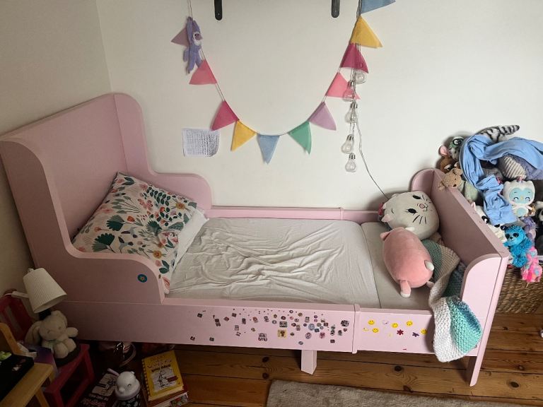 BUSUNGE Extendable bed, light pink, 80x200 cm