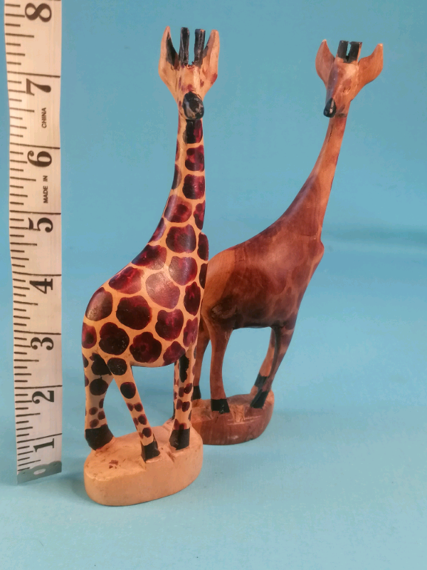 2x handmade wooden Giraffe. 